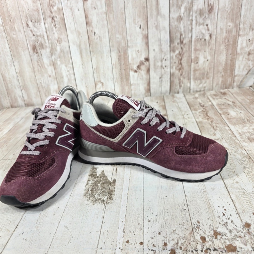 New Balance 574 Classic Womens Burgundy Suede Sneakers WL574EVM Size 7.5 - Picture 6 of 8